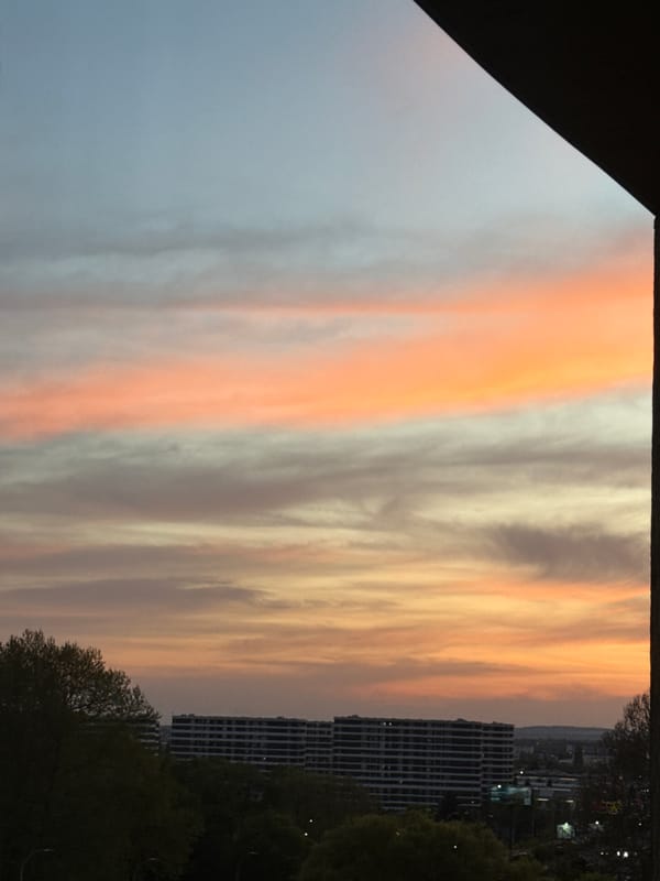 Sunset displays colorful striated clouds over Varna, Bulgaria