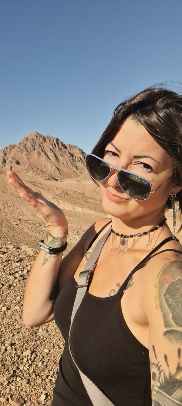 Woman documents early morning desert hike near Eilat, Israel