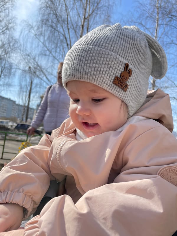 Mother and baby enjoy morning park visit in Izhevsk