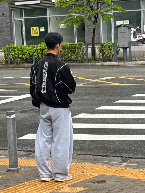 Person in BYSEC jacket spotted at Gimpo crosswalk