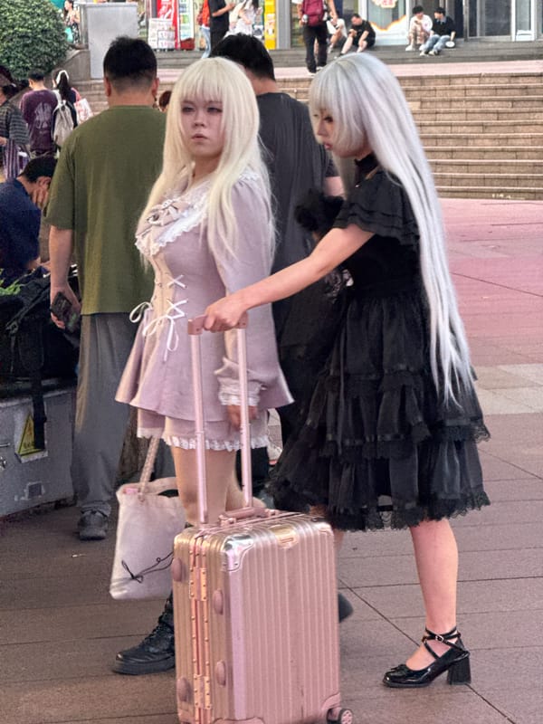 Two women in Lolita fashion spotted on Liangjiang street