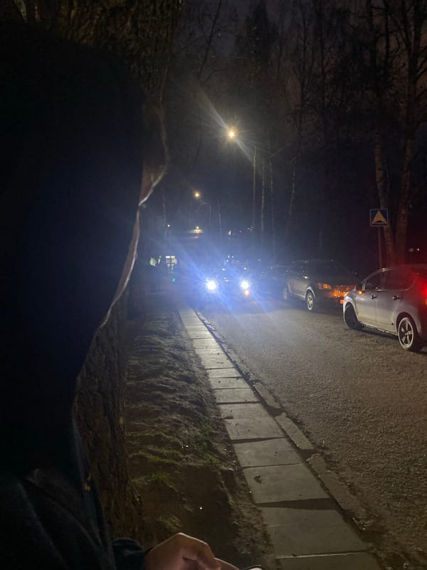 Nighttime selfies captured on Izhevsk street