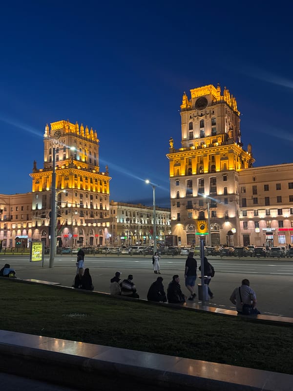 Nighttime scenes captured on Independence Avenue and subway in Minsk