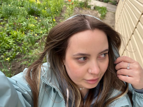 Woman documents spring day activities in Russian village