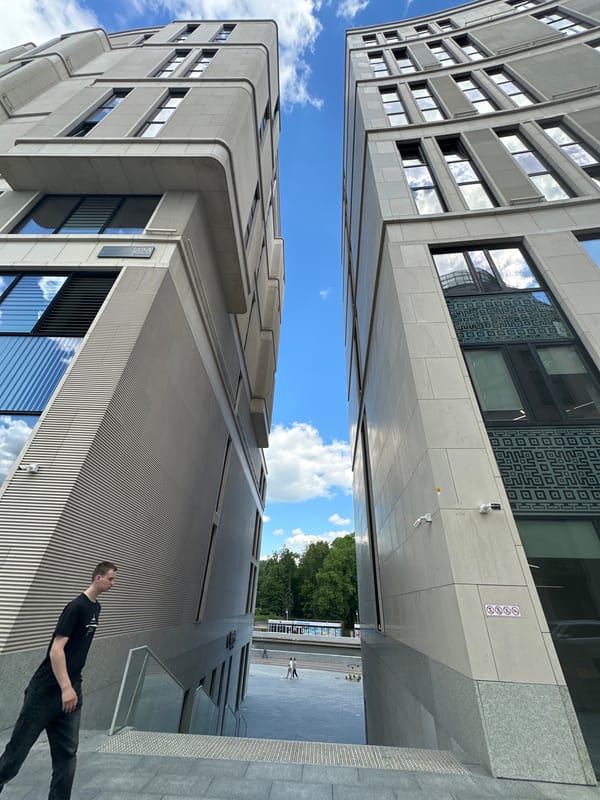 Modern architecture documented in Minsk, Belarus midday scenes