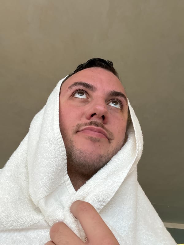 Post-shower moment captured in close-up photograph in London