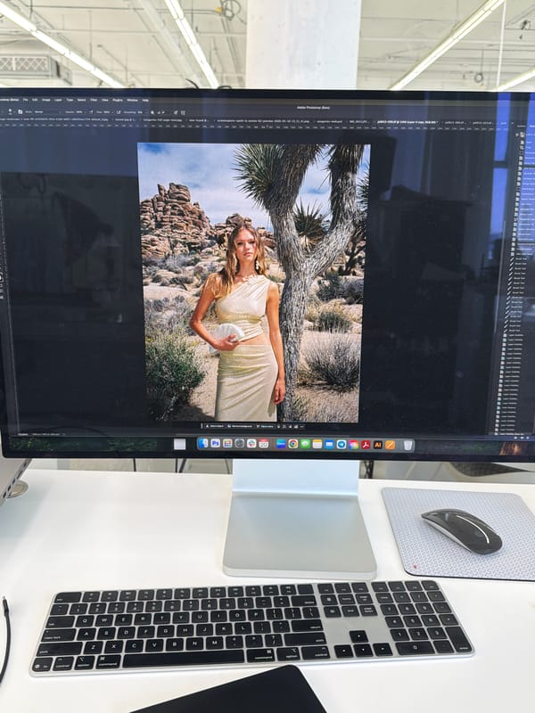 Computer user works with Photoshop files in Los Angeles