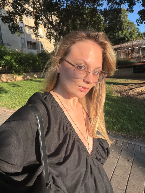 Woman takes rotated selfie in Bat Yam, Israel
