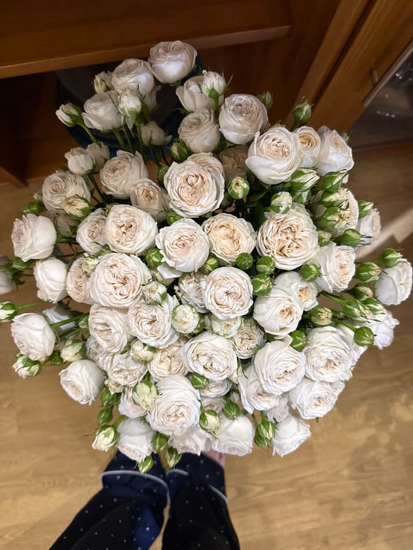 White rose bouquet observed in Krasnoyarsk