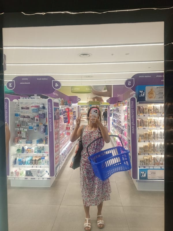 Late-night shopper browses cosmetics section in Pampatar store