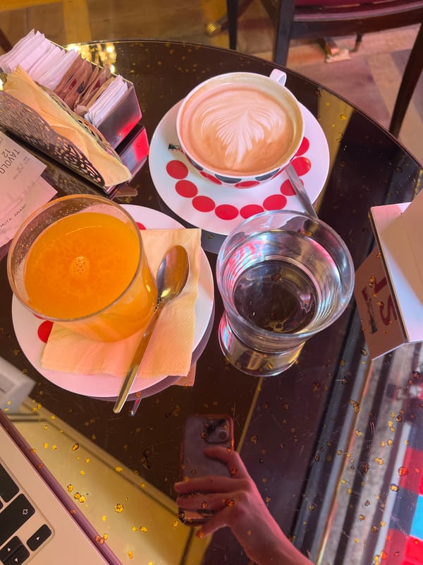 Morning cafe visit documented in Milan's historic district
