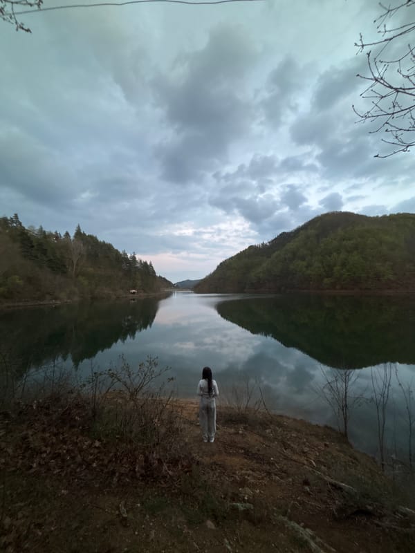 Couple documents lakeside visit in Alamovtsi, Bulgaria