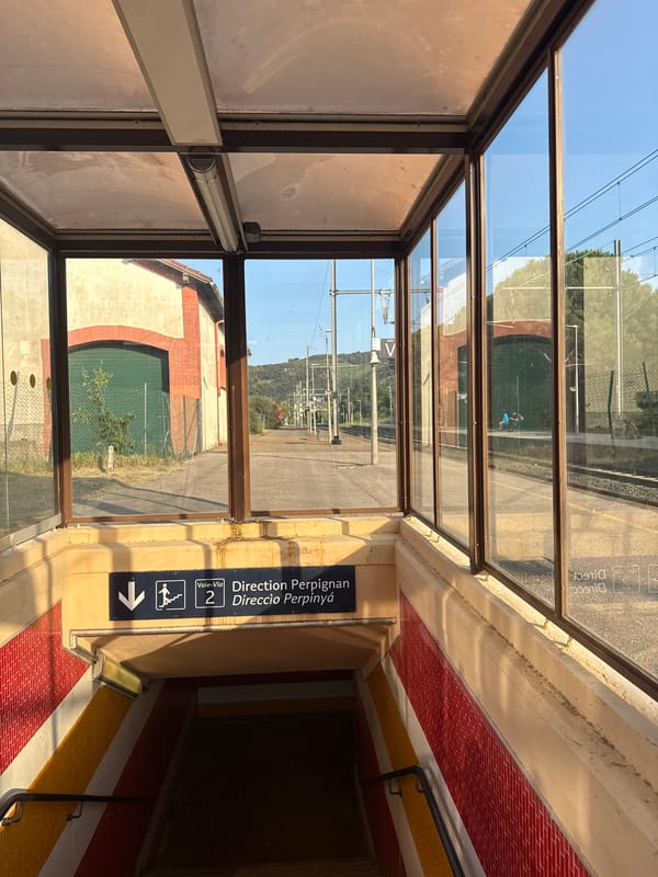 Collioure train station and surrounding streets on a sunny afternoon