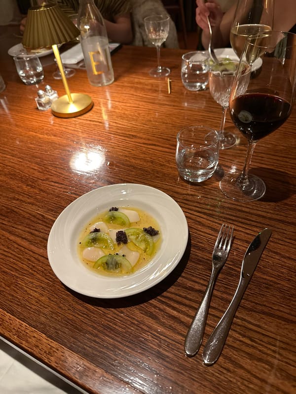 Diner documents evening meal at London's Wolseley restaurant