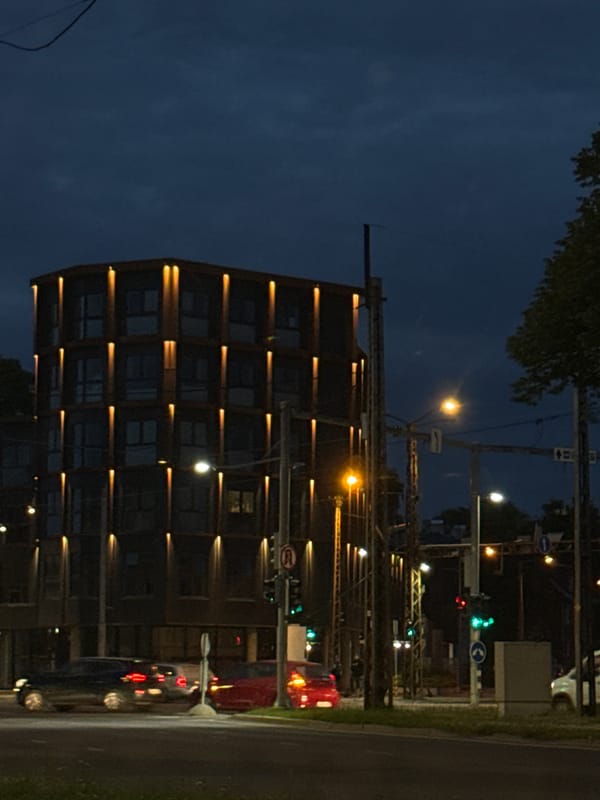 Tallinn by night: city streets, a fuel stop, and the ferry terminal