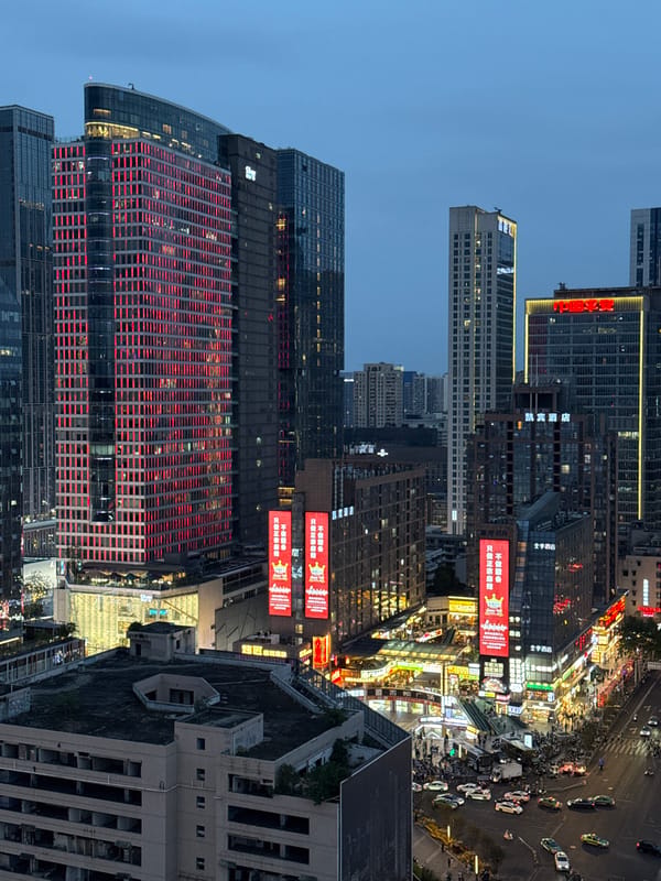 Dusk cityscape captured in Jinjiang District, China