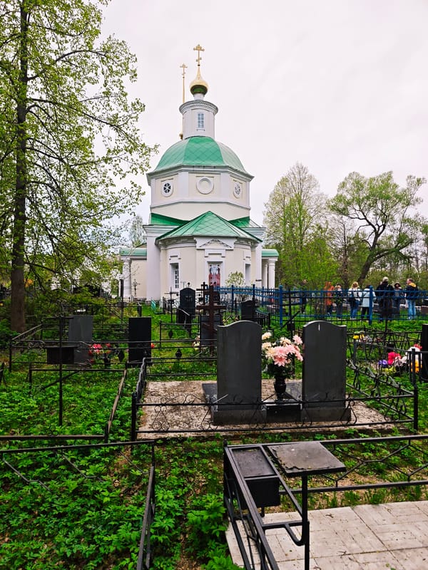 Orthodox cemetery and church documented in Spas-Ugol, Russia