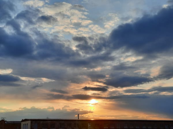Sunset and shop interior documented in Krasnogorskoye, Russia