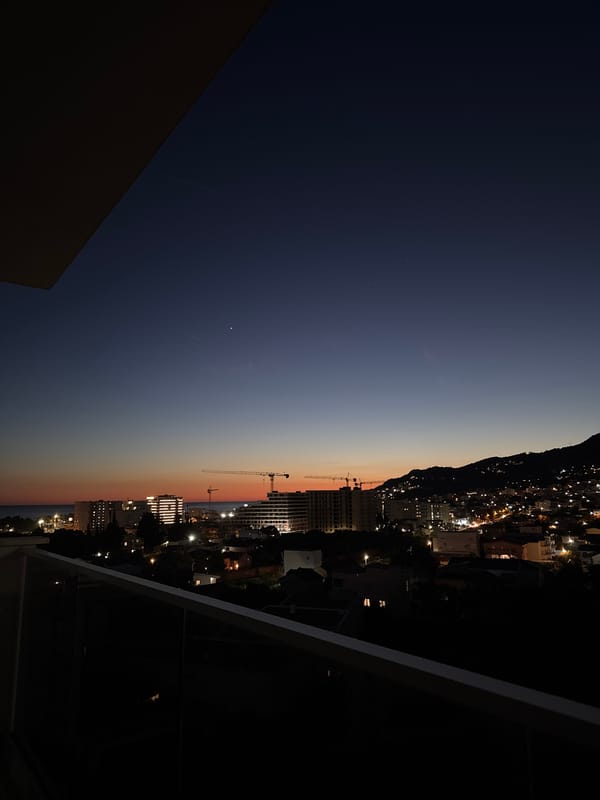 Sunset views over Bar, Montenegro from balcony perspectives