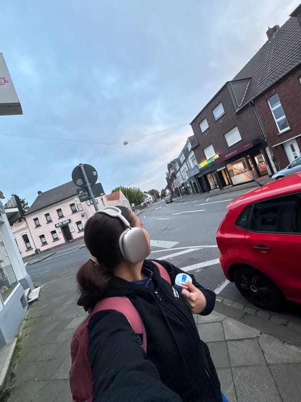 Early morning pedestrian spotted on Mönchengladbach street