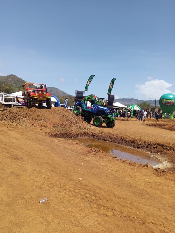 Off-road vehicle competition features modified Jeeps on dirt courses