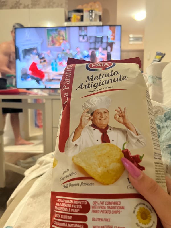 Crisps, TV, and a good-night message in Sofia