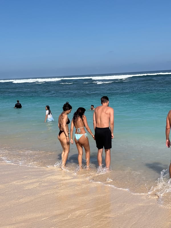 Group outing and beach activity near Uluwatu, Bali
