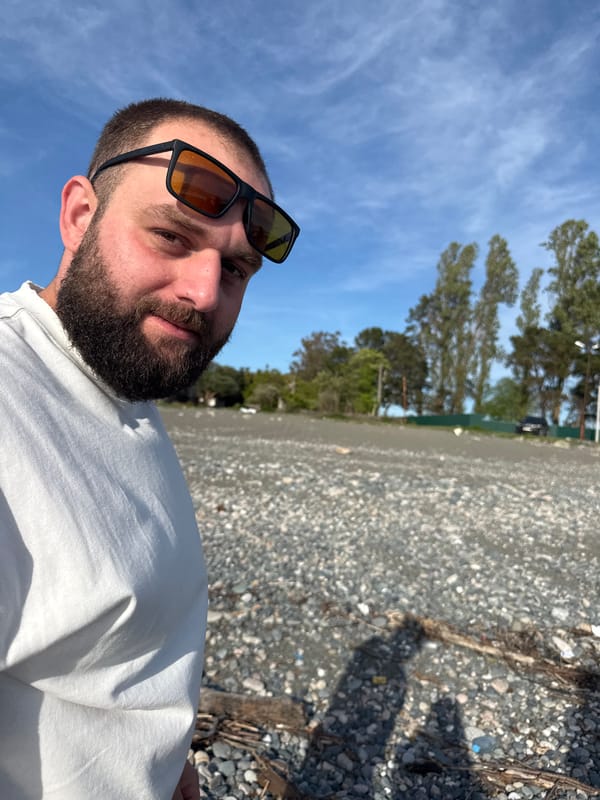 Man takes beach selfie in Yuada-Gulrypsh, Abkhazia