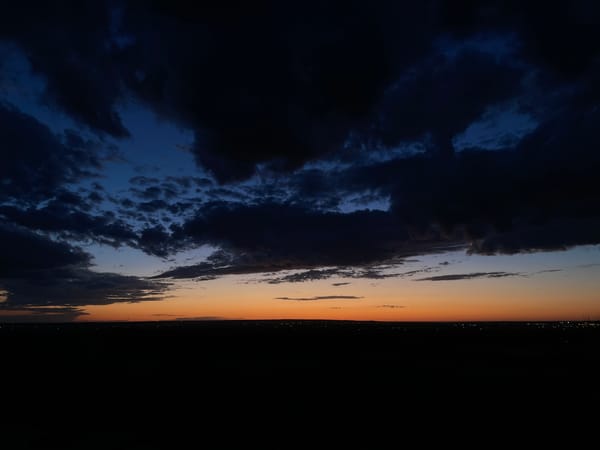Dawn skies with orange horizon observed over Parkany, Moldova