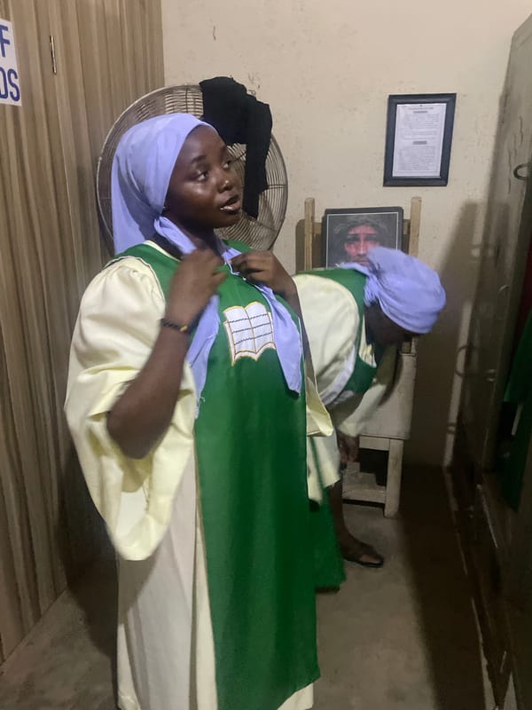 Sunday morning church service across two Nigerian congregations