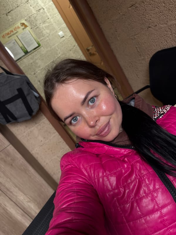 Woman takes morning selfie in Russian town