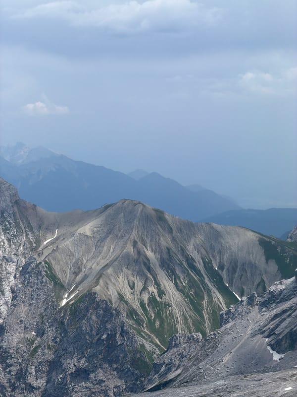 Rocky alpine terrain near Garmisch-Partenkirchen under cloudy skies