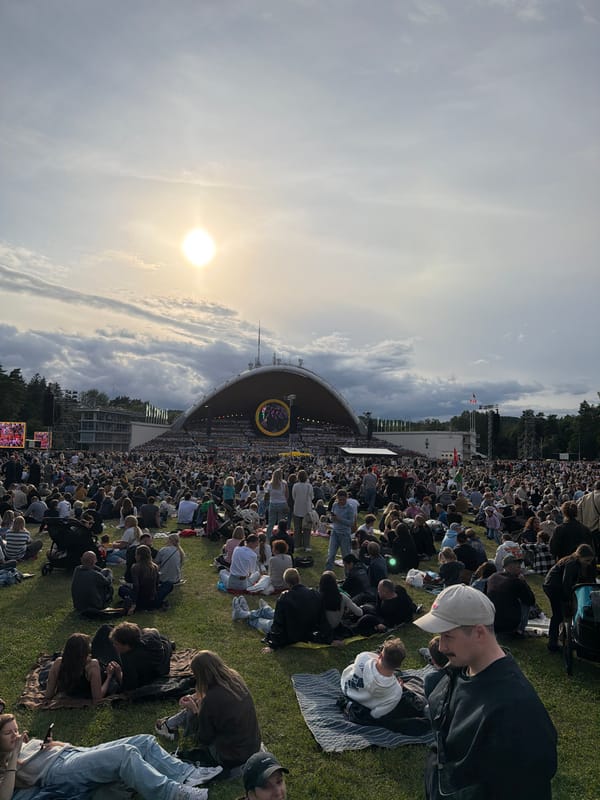 Huge crowd gathers at Vingis Park amphitheater, Vilnius