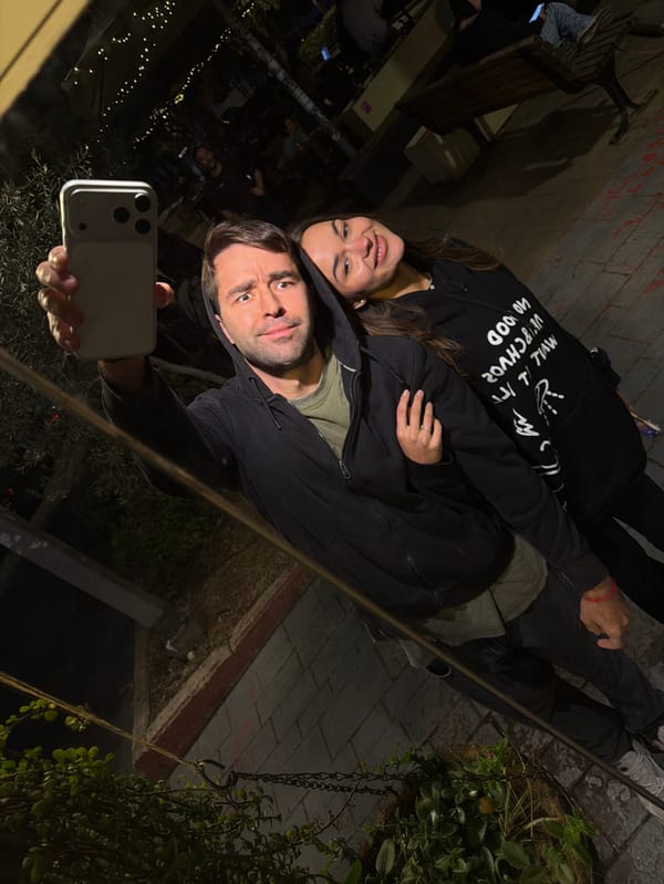 Couple's evening date documented across Tel Aviv locations