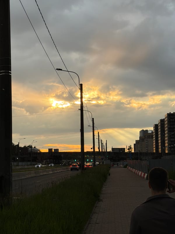 Sunset and conversation captured in Saint Petersburg