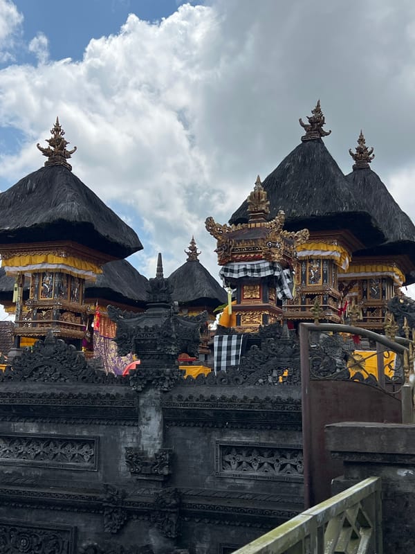 Balinese temple with ornate golden details documented in Kintamani