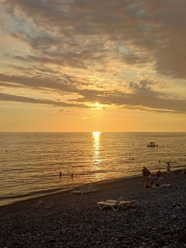 Golden hour sunset over the Black Sea, Sochi