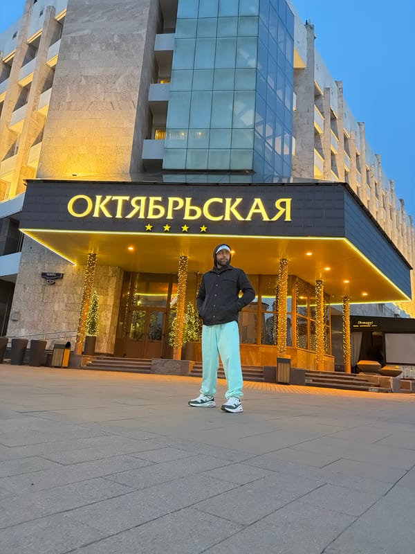 Man with phone, Coke spotted outside Krasnoyarsk hotel