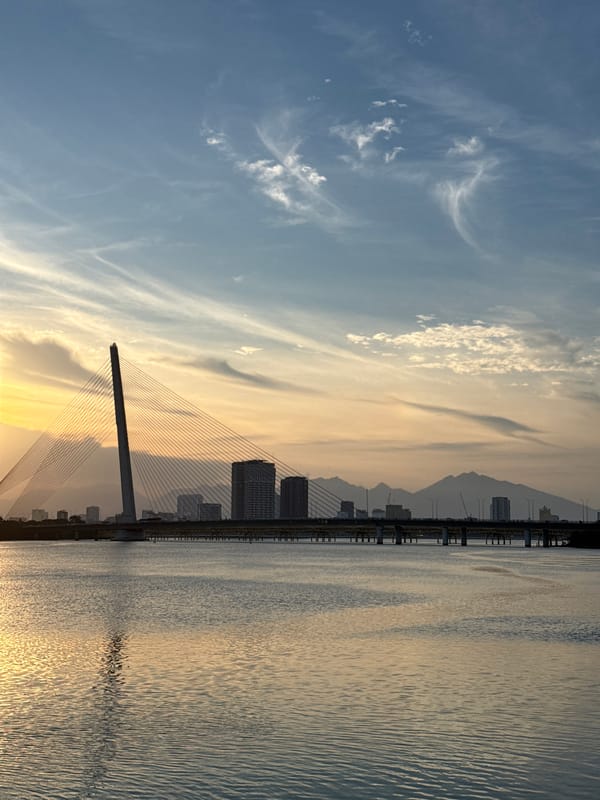 Da Nang's Han River waterfront at golden hour