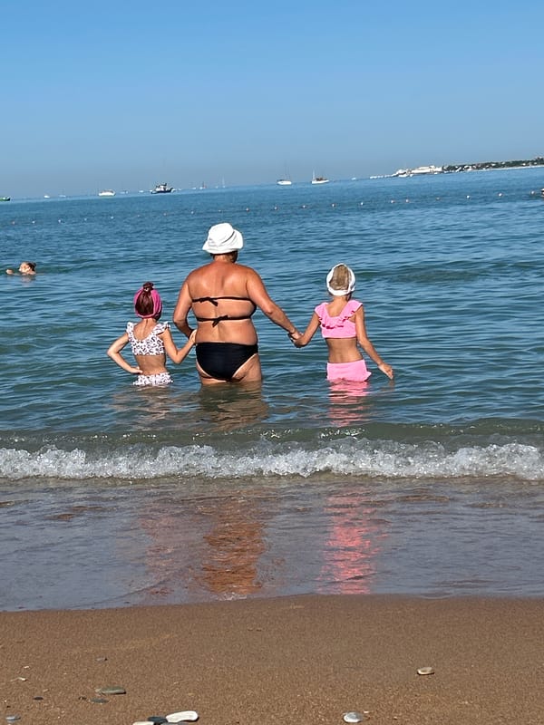 Summer day at Gelendzhik's Black Sea beach and promenade
