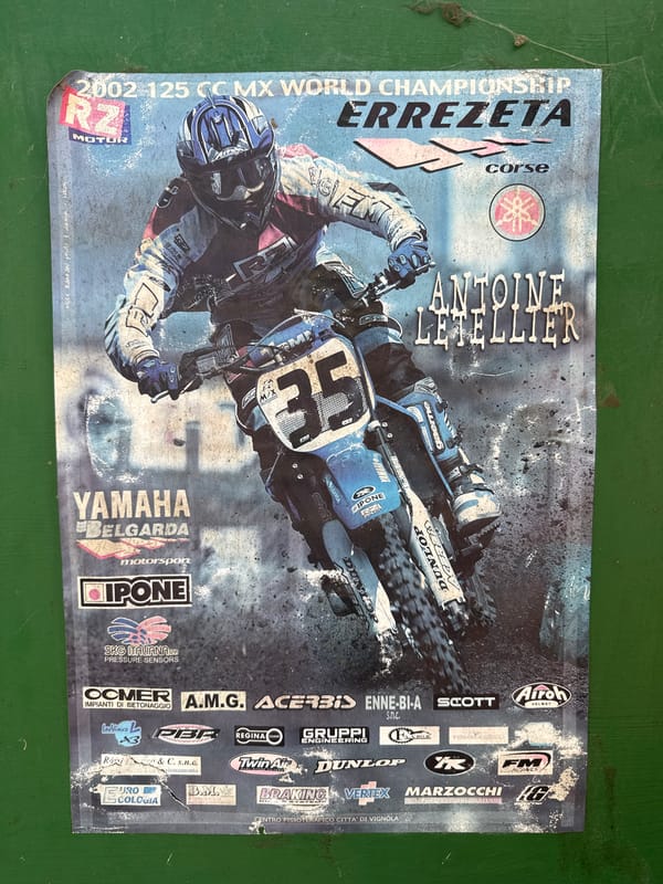 Motocross memorabilia spotted in Bulgarian town includes vintage poster, numbered bike