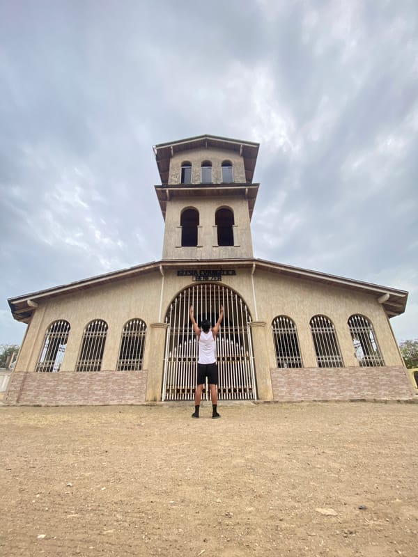 Person documented exploring Juan Griego under overcast evening skies