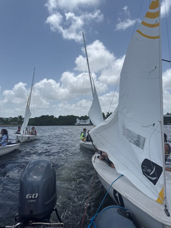 Youth sailing session on Miami Bay waters