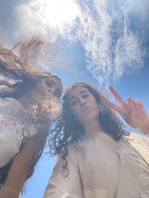 Young women document morning office work, shopping in Sofia