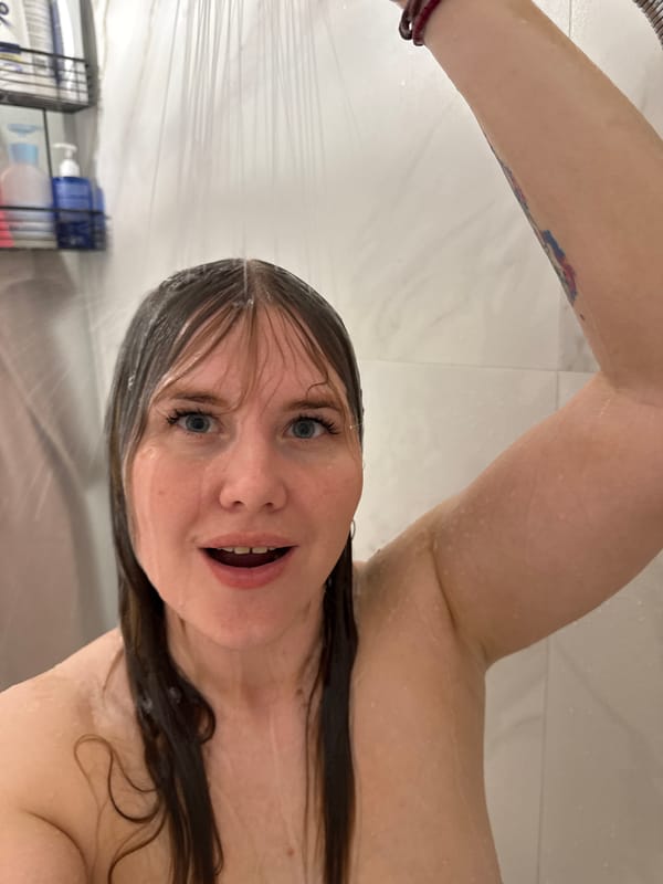 Woman photographed in bathroom during evening hours in Russia