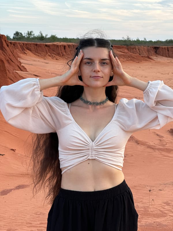 Woman photographed at Mui Ne sand dunes, Vietnam