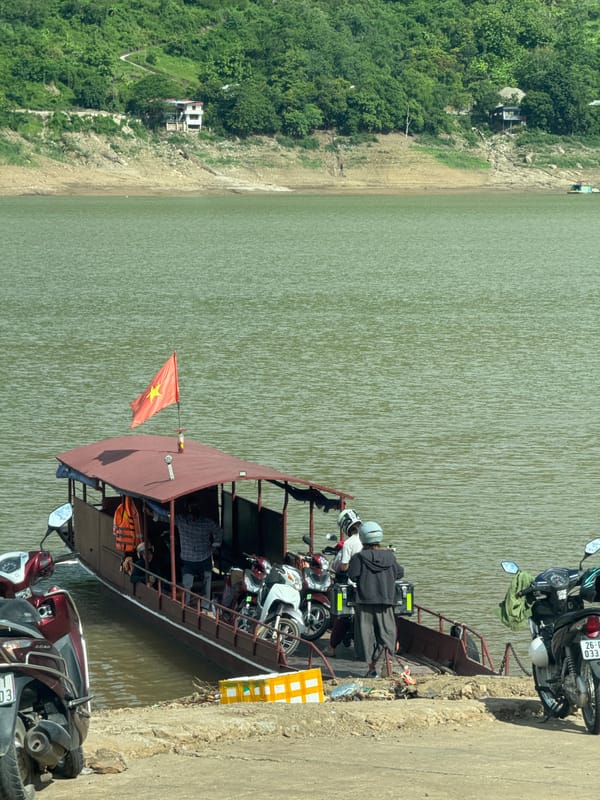 Ferry crossing operations documented in Tân Phong, Vietnam