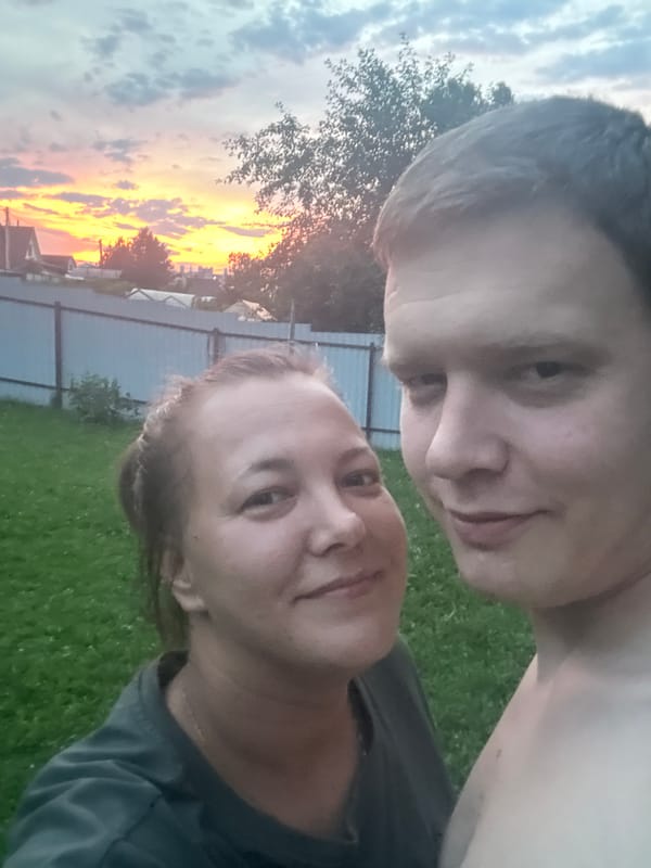 Sunset evening in Dmitrov, indoors and out