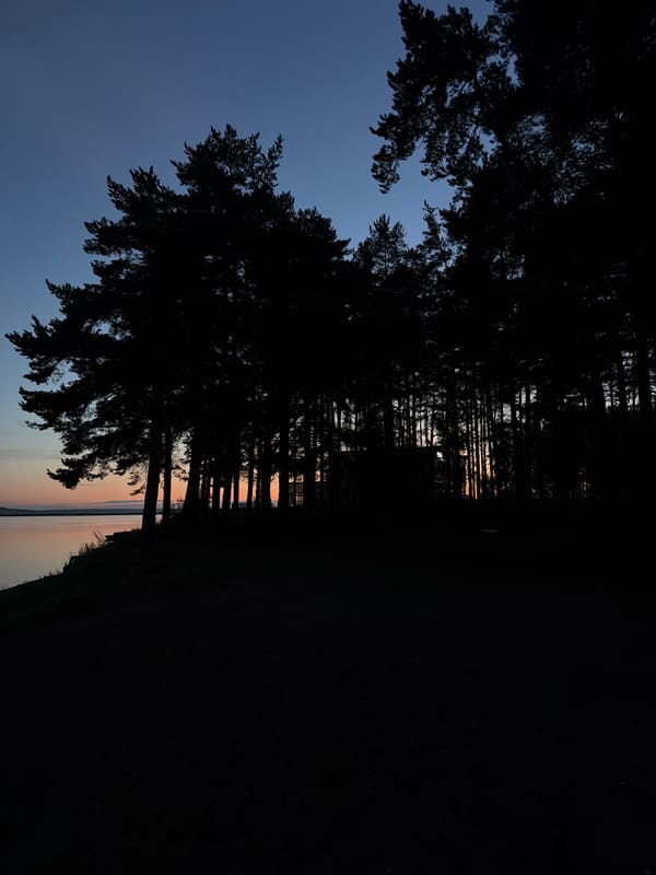 Quiet evening fishing session on the Kama River at dusk