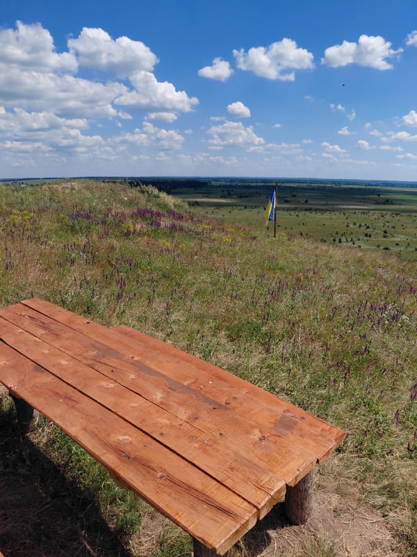 Ukrainian hilltop meadow documented during peaceful morning visit